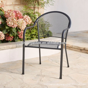 Stapelbarer Handelsstahlmaschen-Bistro-Patio-Stuhl im Freien
